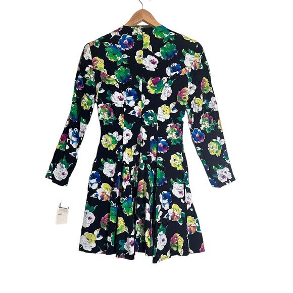 Vtg NWT 80s 90s Watercolor Rose Mini Dress Size 3/4 Small by La Belle Rayon - Picture 4 of 8